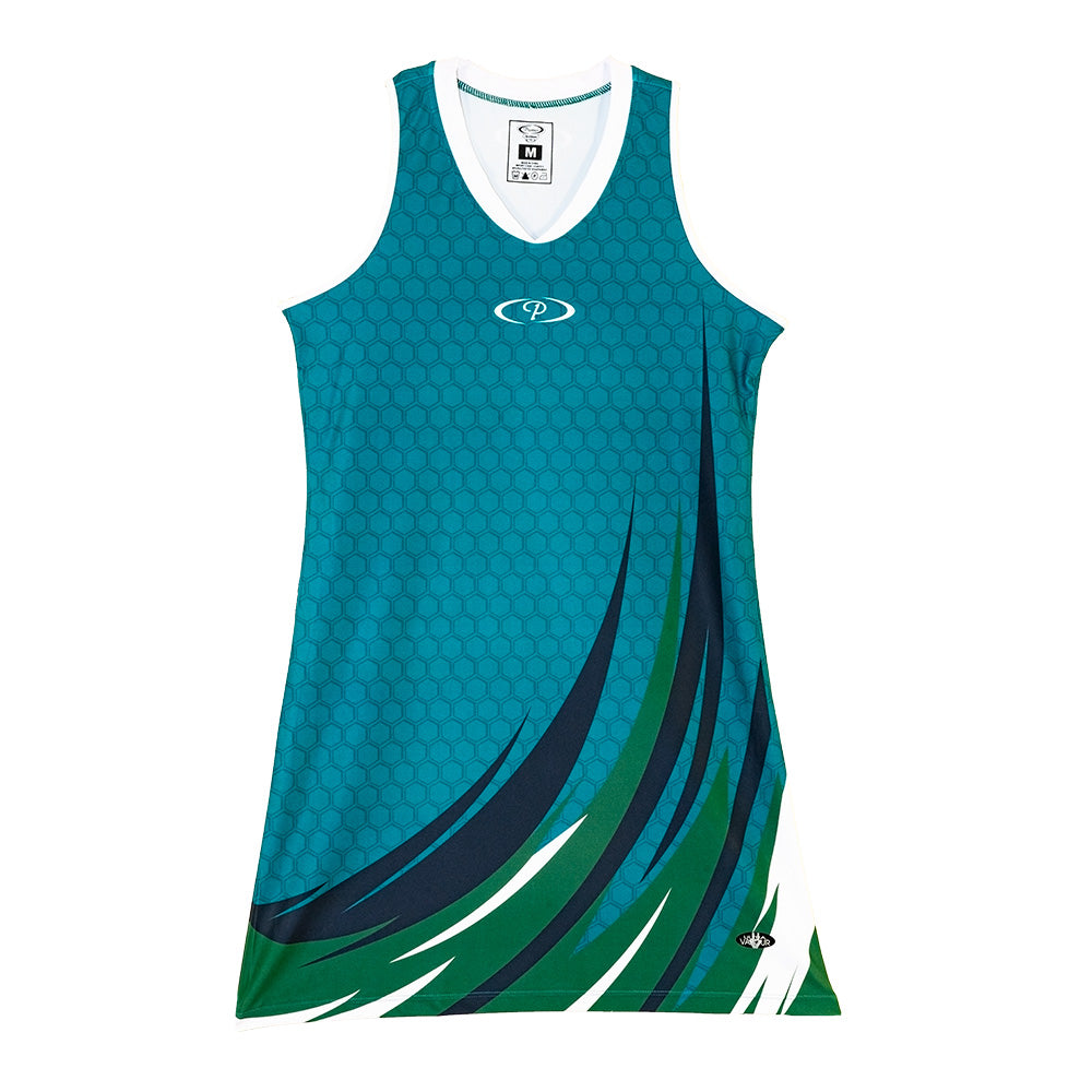 Jaguar_Netball_Dresses_ Emerald_White_Front